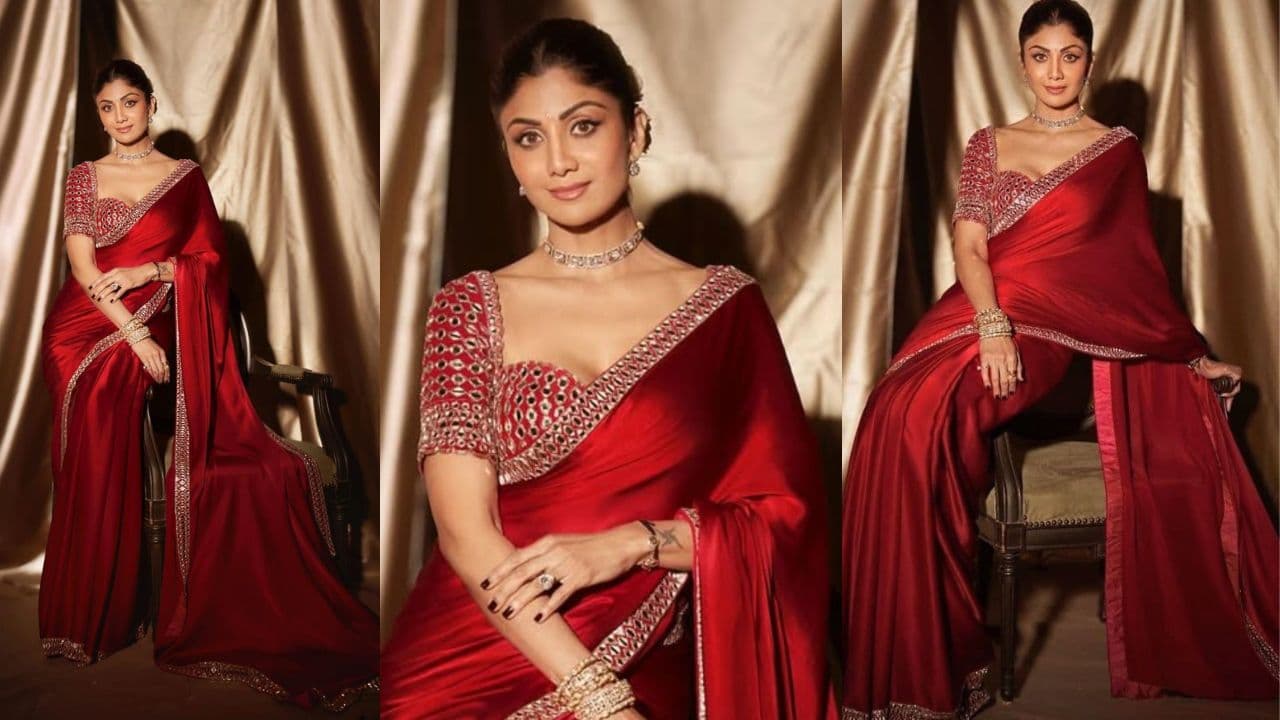 Latest red colour saree design for Hartalika Teej 2025 Latest red colour saree design for Hartalika Teej 2025