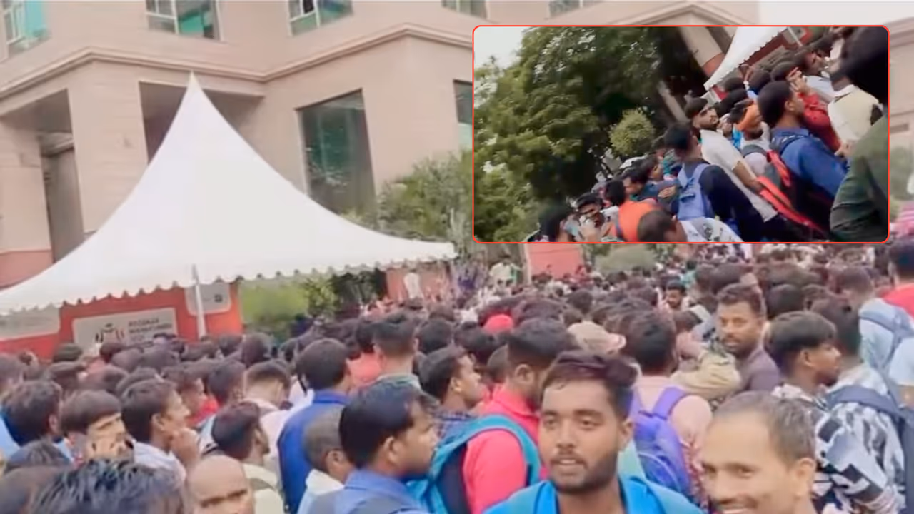 rozgar mahakumbh 2025 lucknow job fair viral video crowd