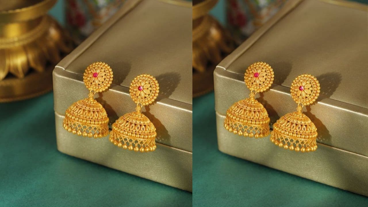 Fancy 22Kt jhumka design for daughter Fancy 22Kt jhumka design for daughter