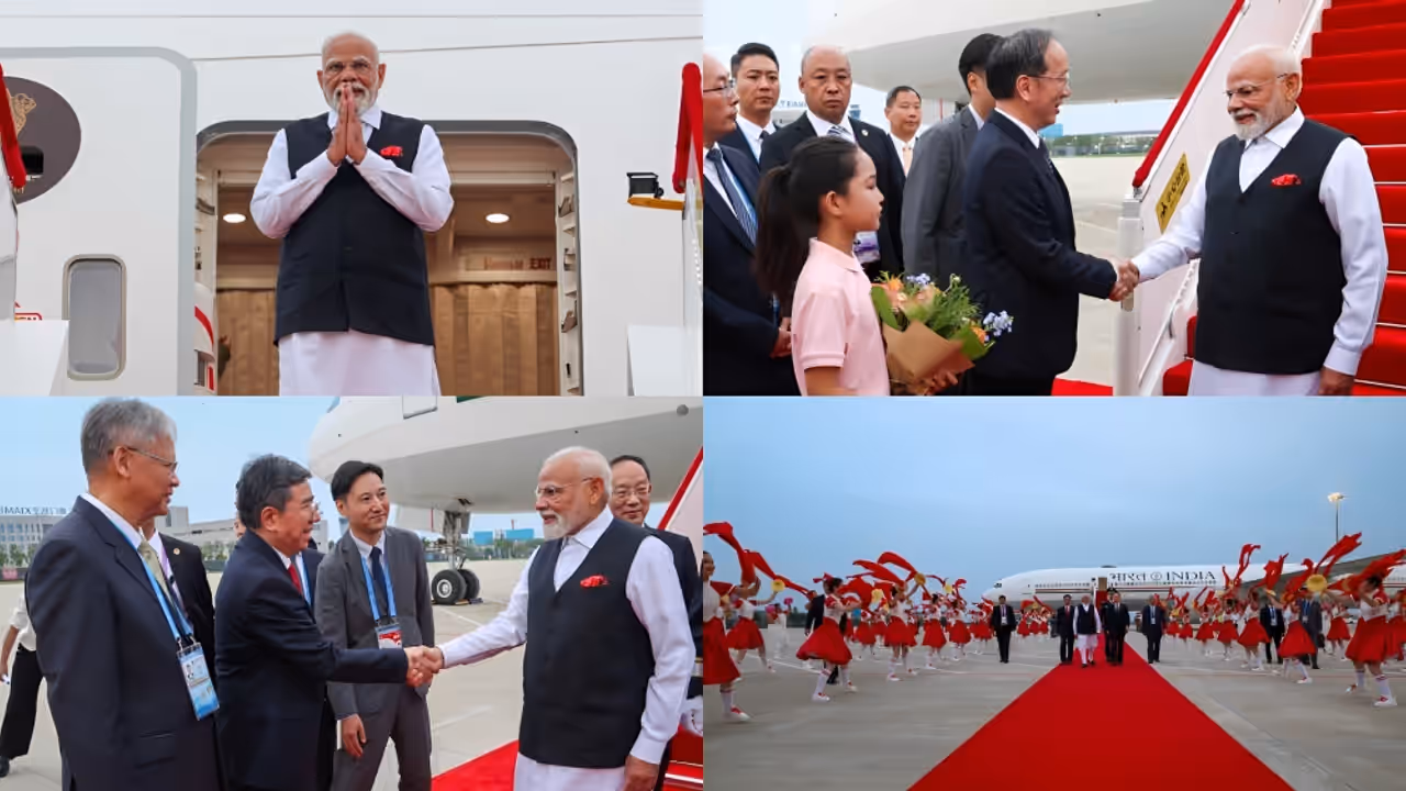 SCO Summit: PM Narendra Modi Lands in China's Tianjin, Scheduled to Meet President Xi Jinping