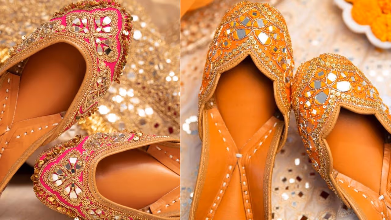 mirror work fancy jutti design for navratri look mirror work fancy jutti design for navratri look