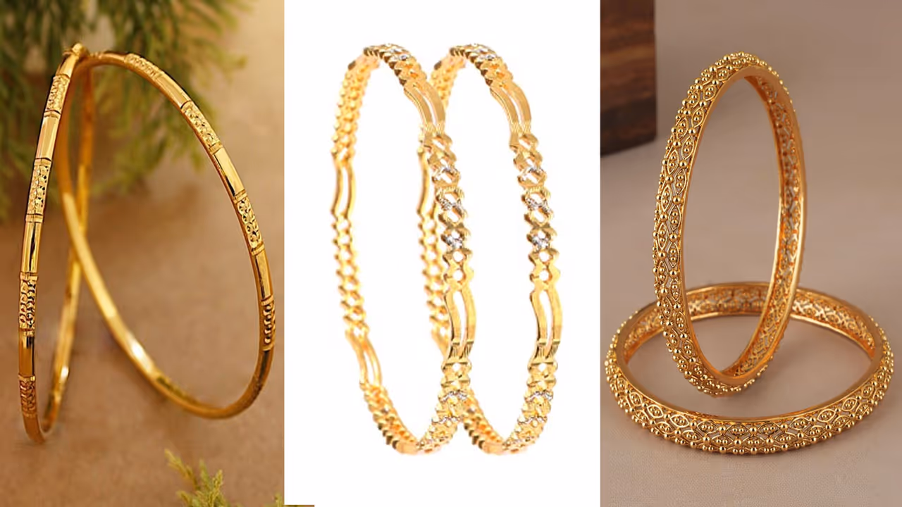 Office Wear Sleek Gold Bangle Designs