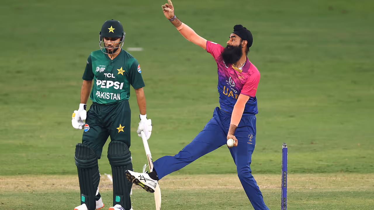 Simranjeet Singh Asia Cup 2025 UAE vs Pakistan match Simranjeet Singh Asia Cup 2025 UAE vs Pakistan match