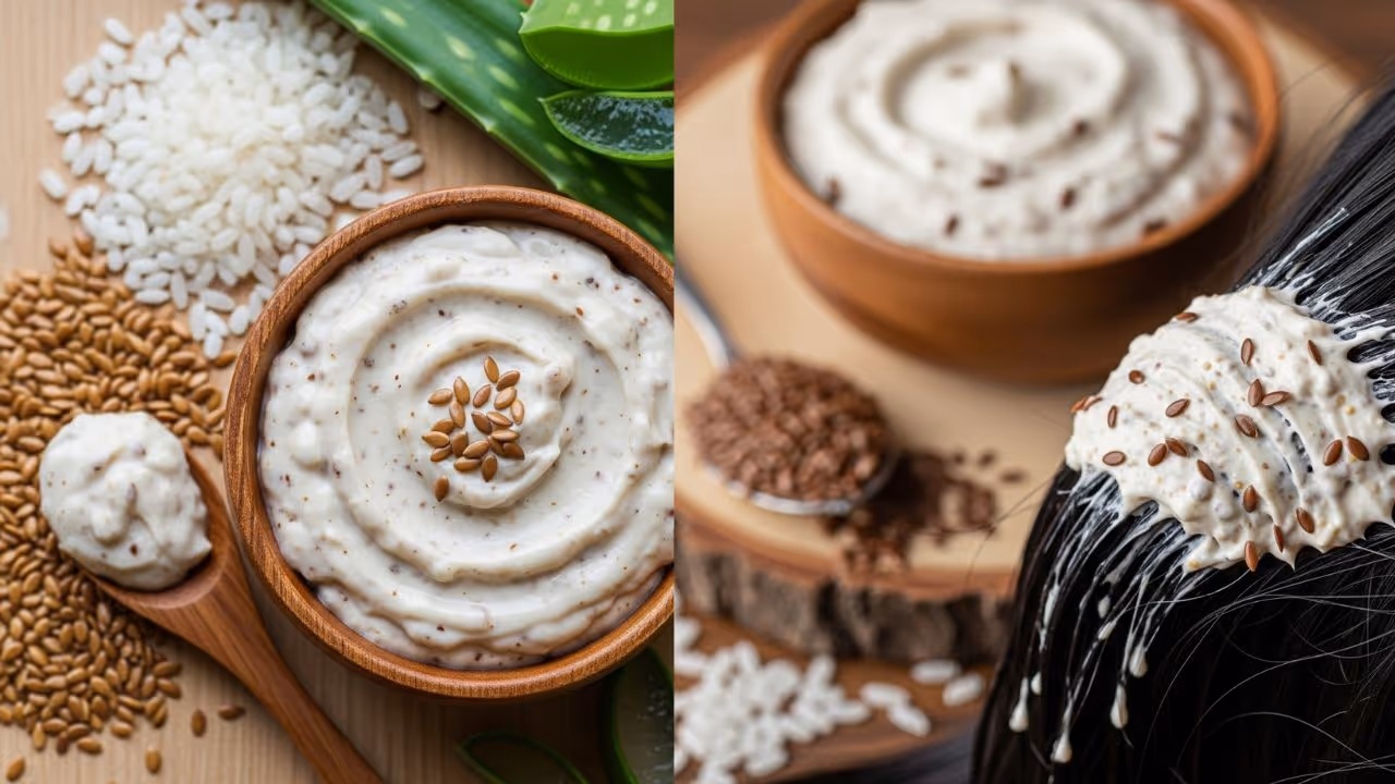 flaxseed rice hair pack