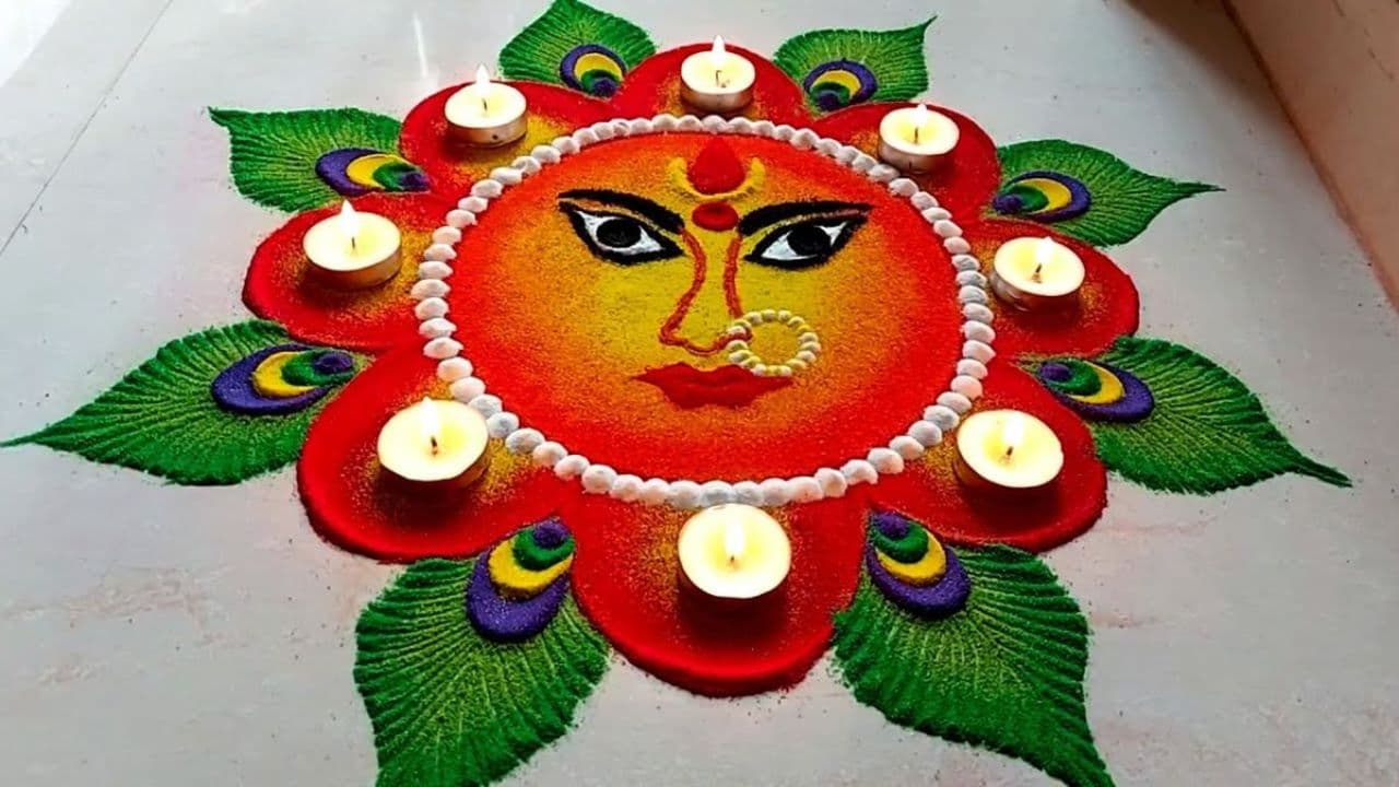 Latest rangoli design for Navratri