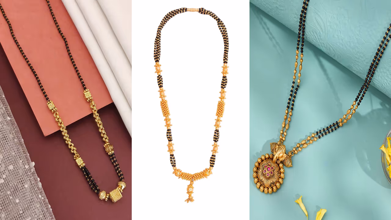 ब्लैक बीड्स गोल्ड मंगलसूत्र डिजाइंस ब्लैक बीड्स गोल्ड मंगलसूत्र डिजाइंस