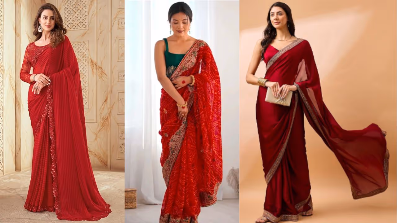red saree under 1500 online
