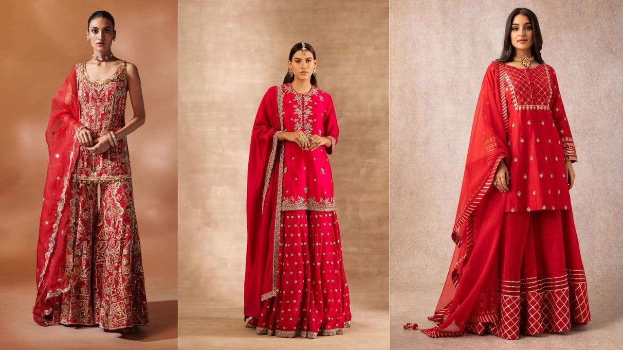 stylish sharara suits For karwa Chauth
