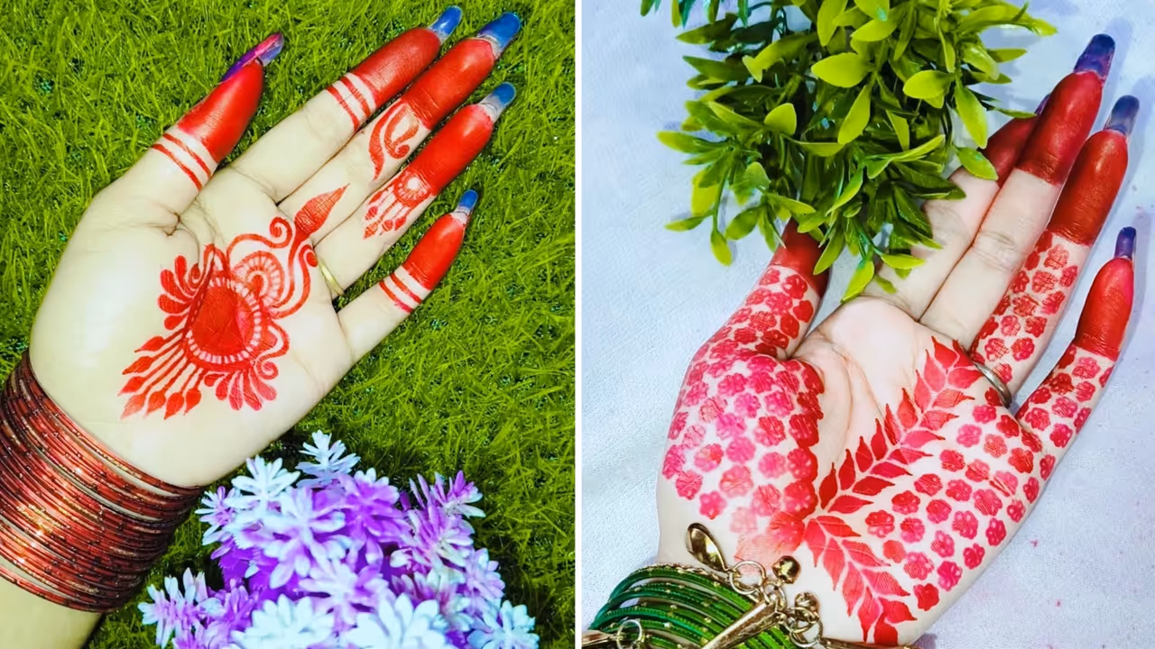 karwa chauth mehndi design with alta