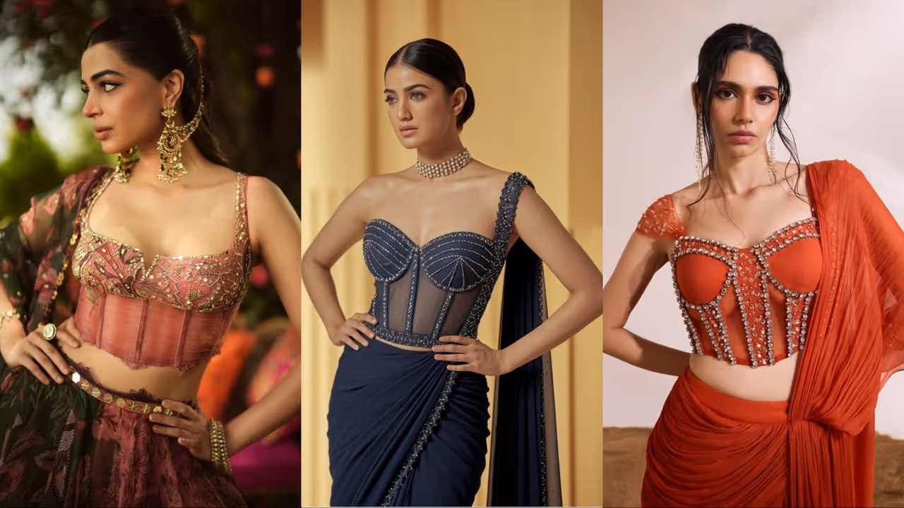 karwa chauth blouse designs corset style