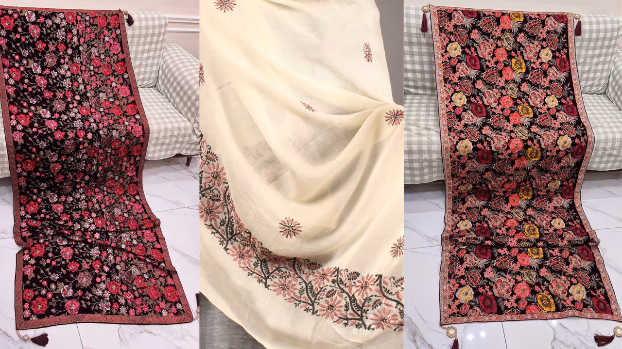 chikankari shawl design
