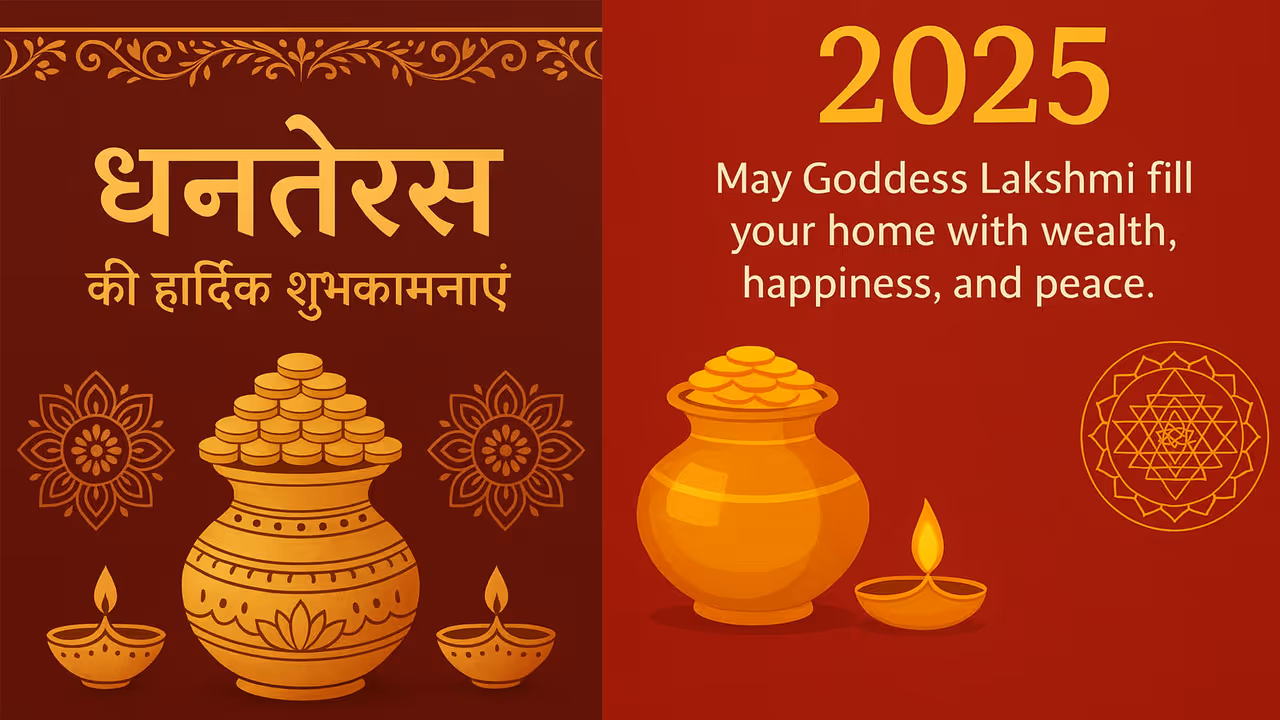 धनतेरस 2025 की शुभकामनाएं धनतेरस 2025 की शुभकामनाएं