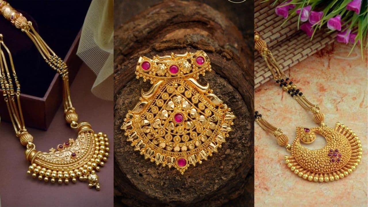 simple gold plated mangalsutra pendant 