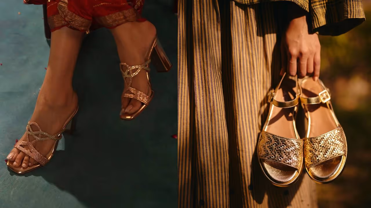 गोल्डन लुक फुटवियर