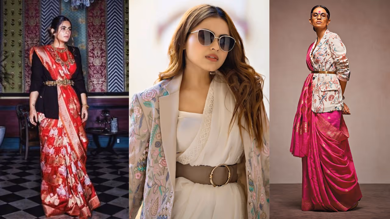 Saree with blazer for wedding Saree with blazer for wedding