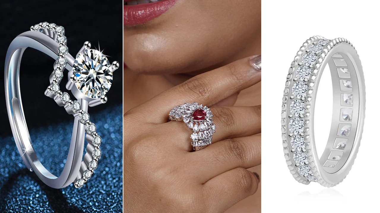 अमेरिकन डायमंड सिल्वर रिंग डिजाइंस