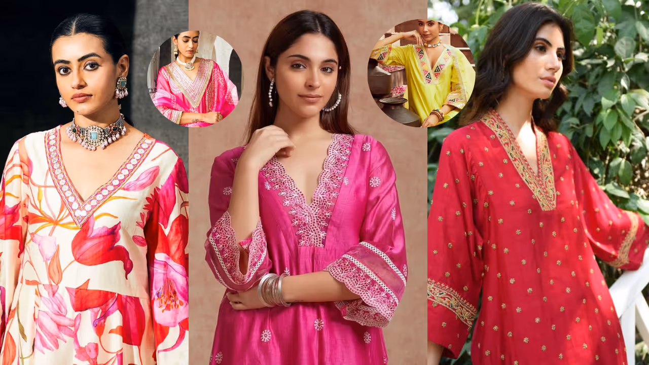 v neck line kurti wearing tips