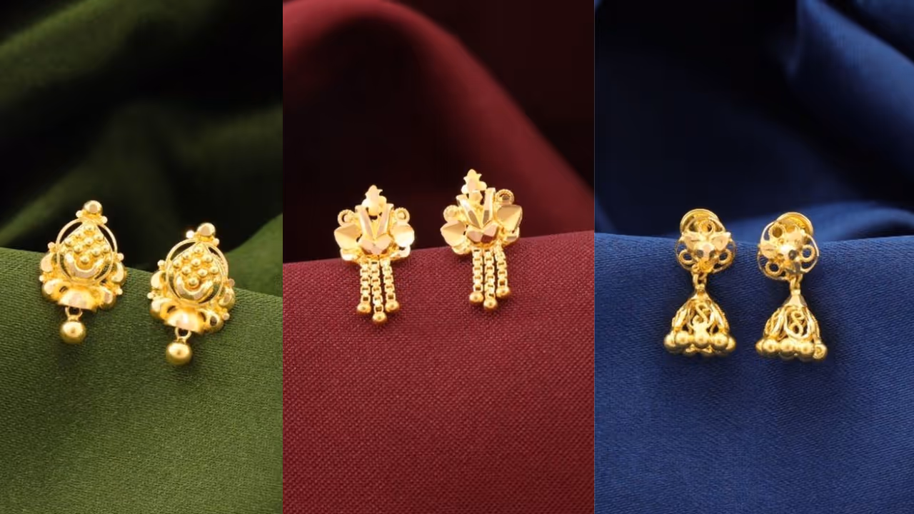 1 gram gold earrings with price 22k