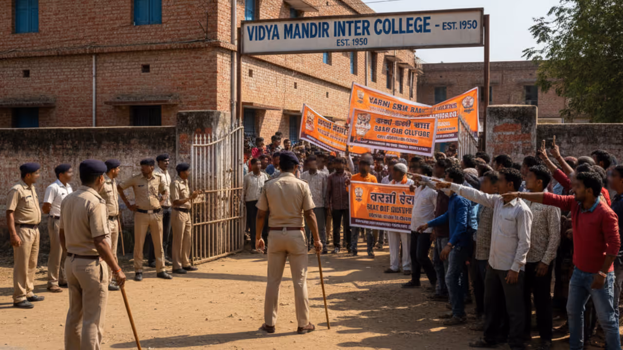 up school water bottle urine incident karni sena protest