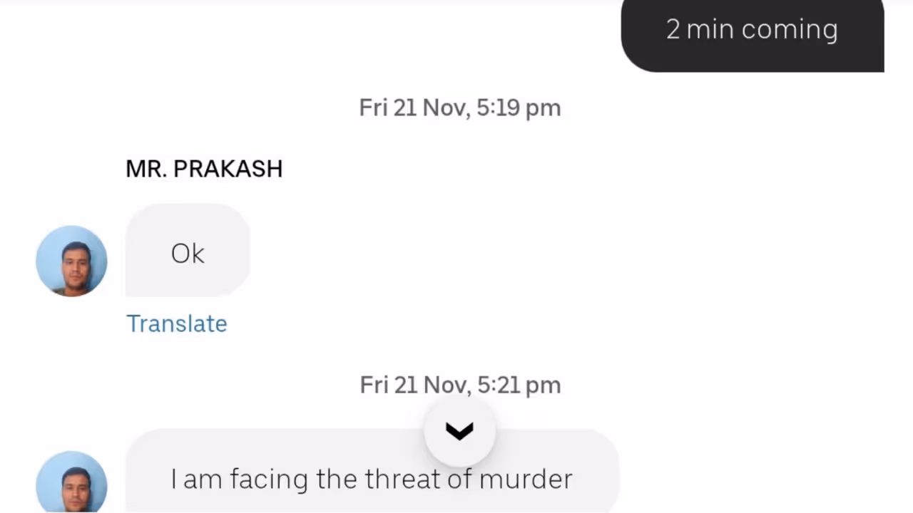 delhi cab driver murder threat message goes viral
