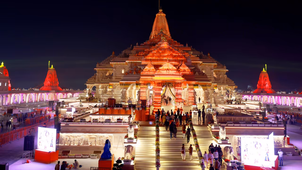 Shri Ram Janmabhoomi Temple in Ayodhya flag hoisting ceremony Shri Ram Janmabhoomi Temple in Ayodhya flag hoisting ceremony