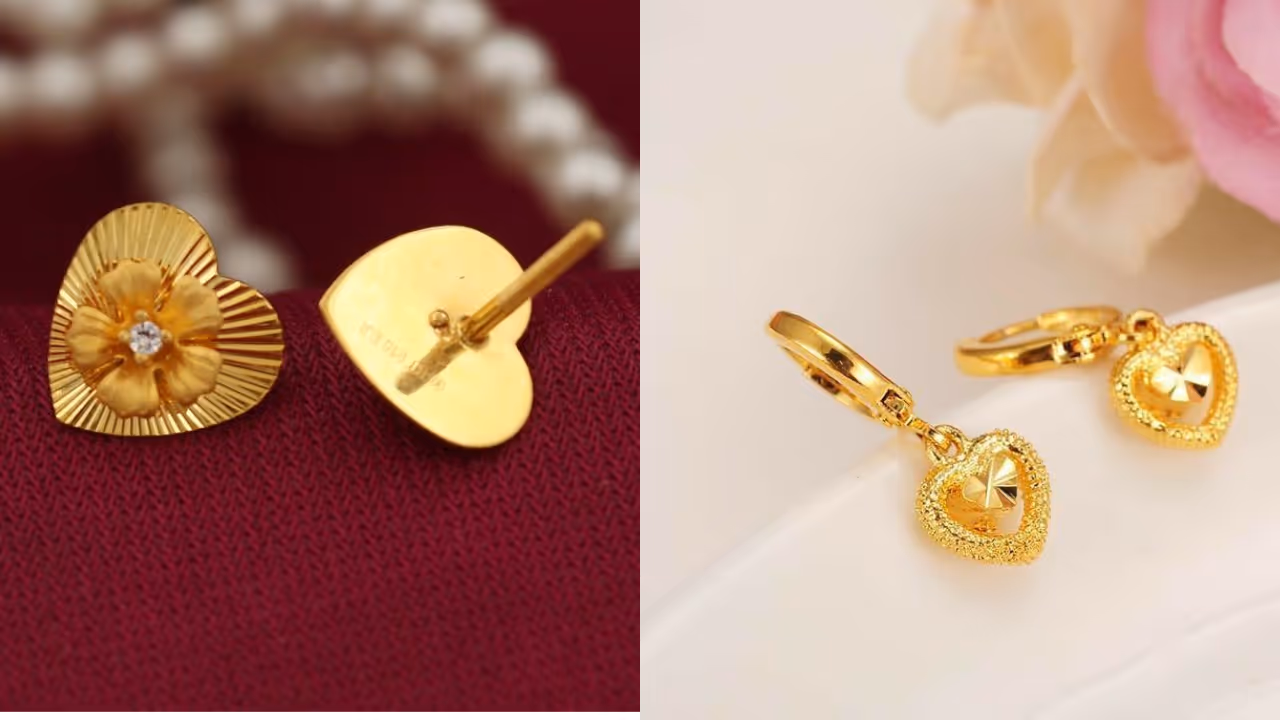 2 gram gold heart shape hoop earrings