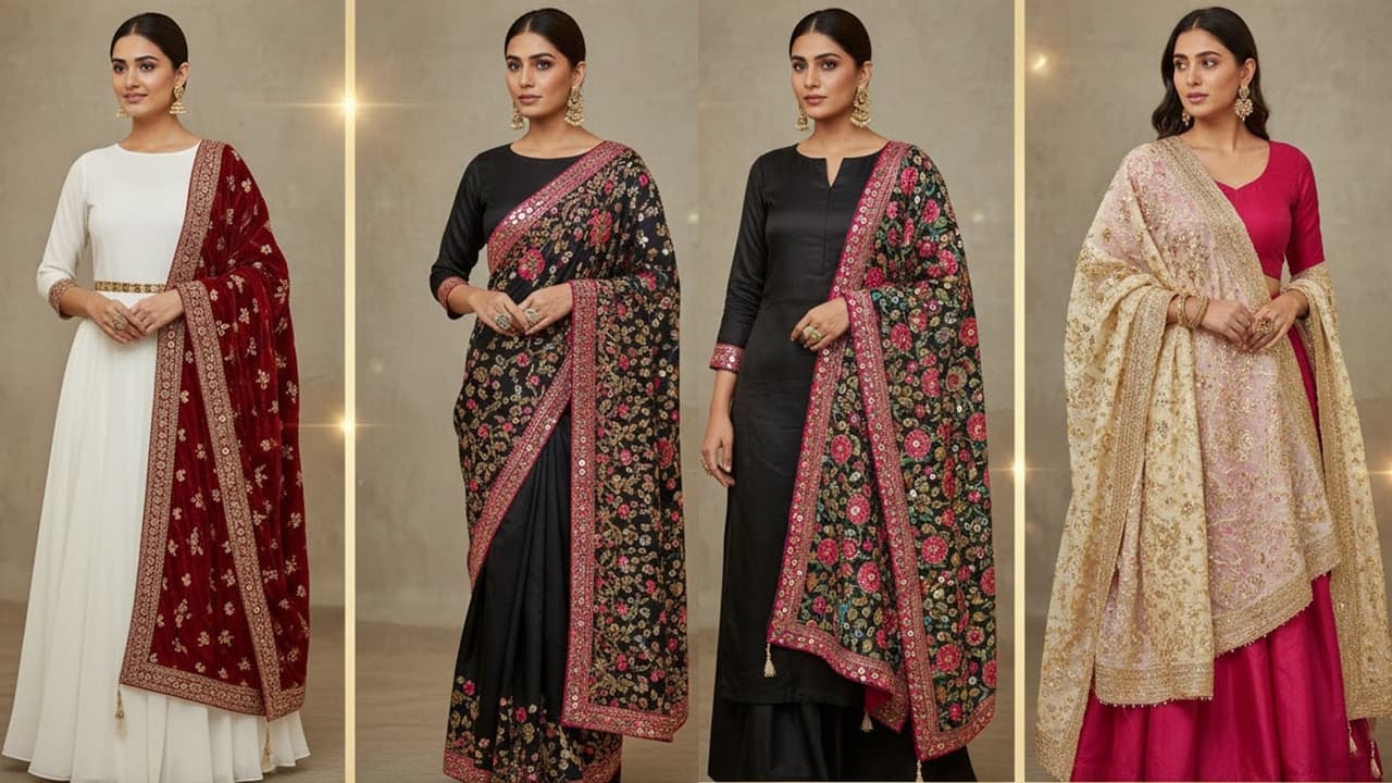 हैवी एंब्रायडरी दुपट्टा हैक