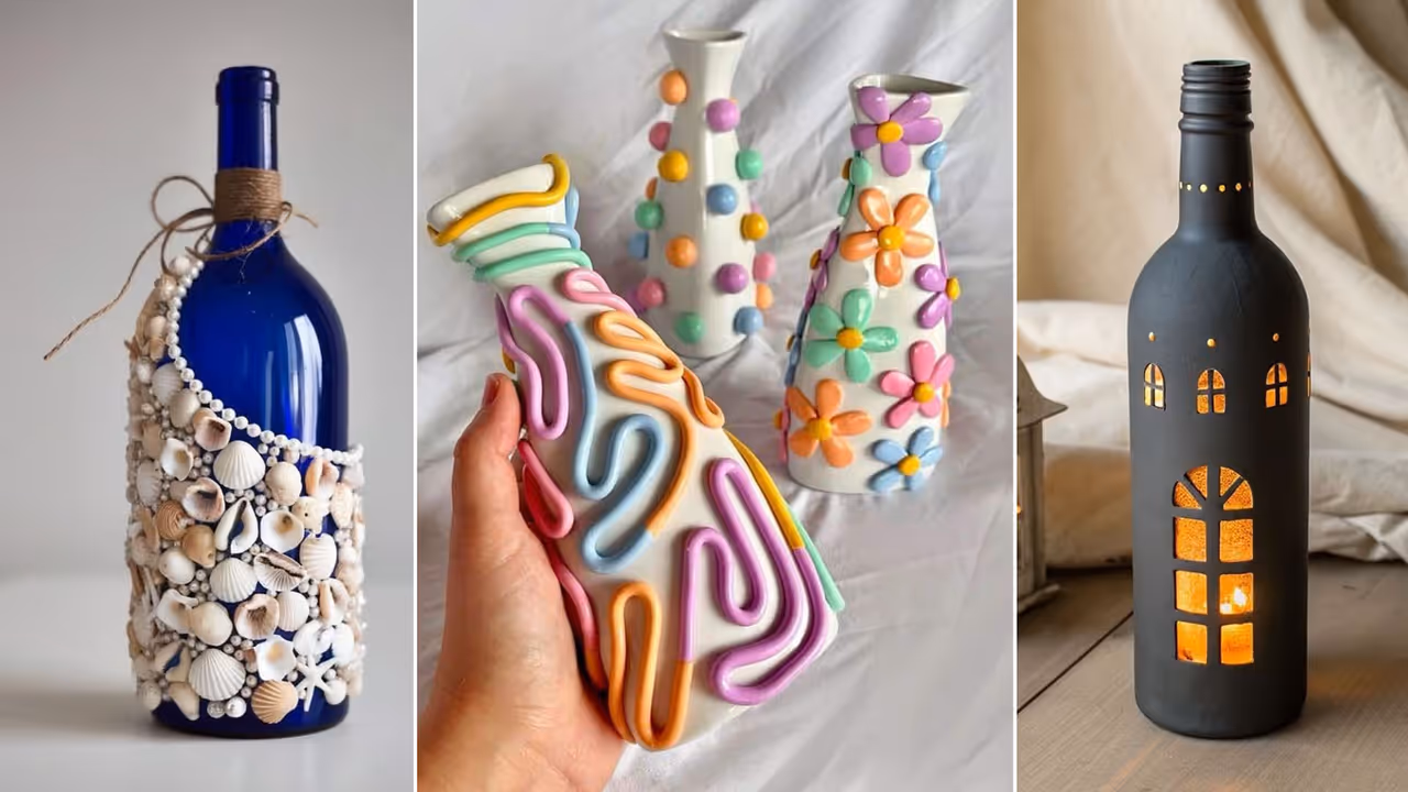 प्लास्टिक+ग्लास बोतल DIY Decor प्लास्टिक+ग्लास बोतल DIY Decor