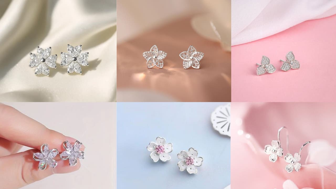 silver petal earrings silver petal earrings