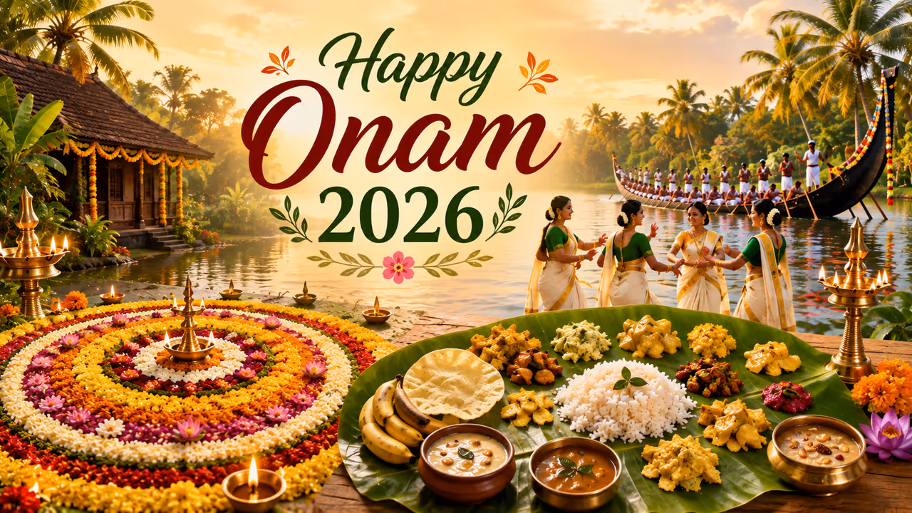 Onam 2026 Complete Guide, Date, Puja Muhurat, Significance, Traditions and Wishes Onam 2026 Complete Guide, Date, Puja Muhurat, Significance, Traditions and Wishes