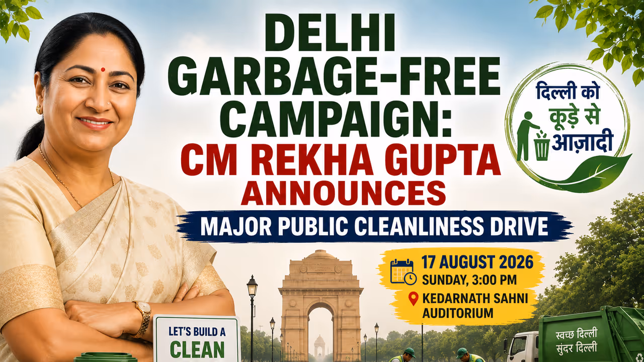 Delhi Garbage Free Campaign, CM Rekha Gupta Announces Major Public Cleanliness Drive Delhi Garbage Free Campaign, CM Rekha Gupta Announces Major Public Cleanliness Drive