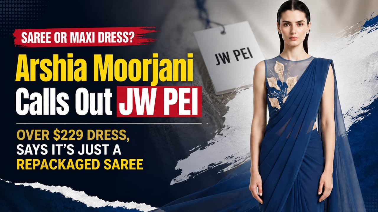 Arshia Moorjani Calls Out JW PEI For Rebranding Saree as Botanical Maxi Dress, ‘This Is Just Copy And Paste’ Arshia Moorjani Calls Out JW PEI For Rebranding Saree as Botanical Maxi Dress, ‘This Is Just Copy And Paste’