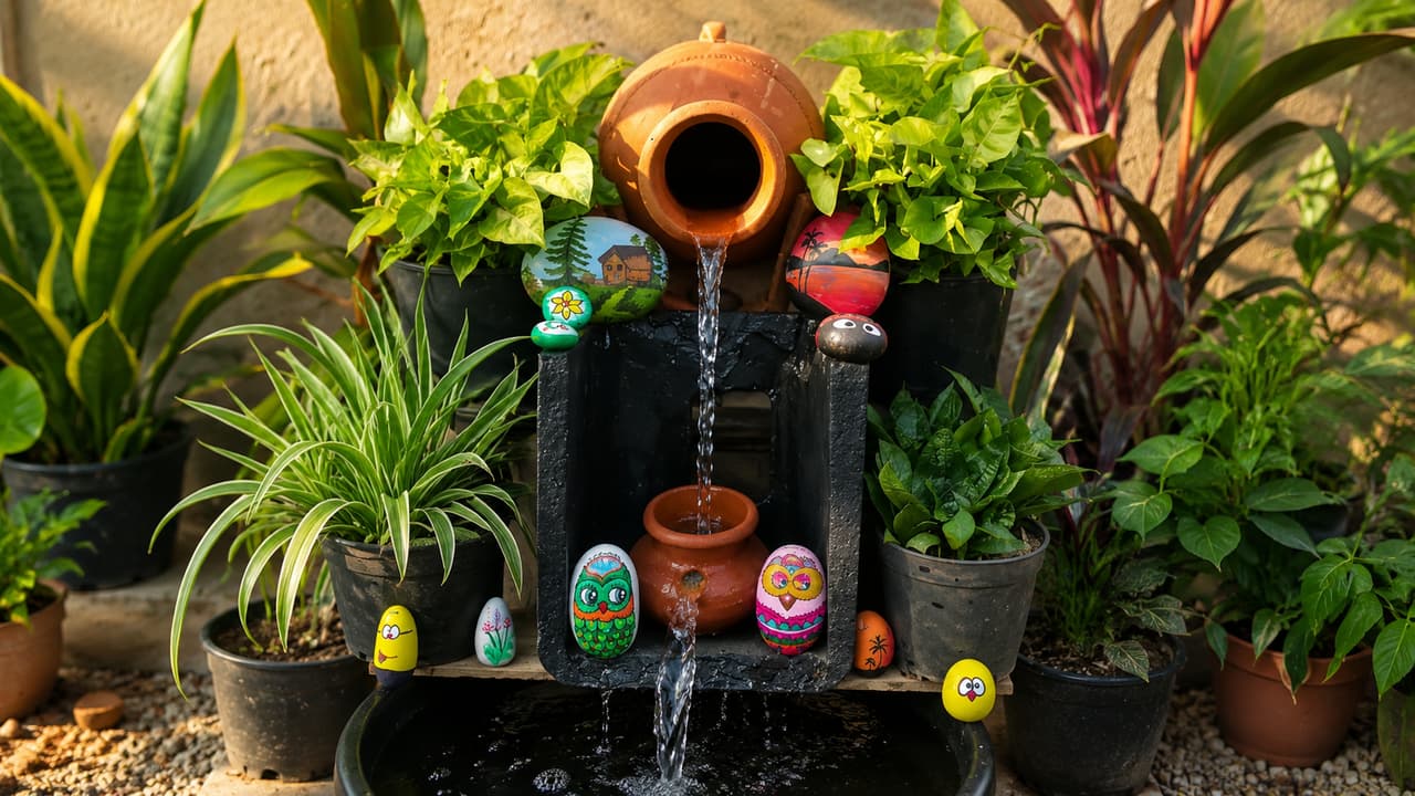 create fountain using old clay pots create fountain using old clay pots