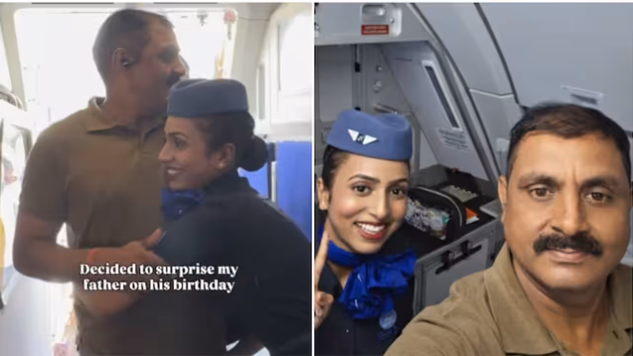 IndiGo Flight Attendant’s Surprise For Dad IndiGo Flight Attendant’s Surprise For Dad