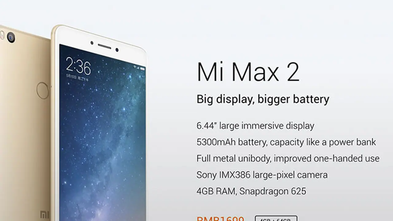 Xiaomi Mi Max 2: Gigantic 5000mAh battery, fingerprint scanner and more Xiaomi Mi Max 2: Gigantic 5000mAh battery, fingerprint scanner and more