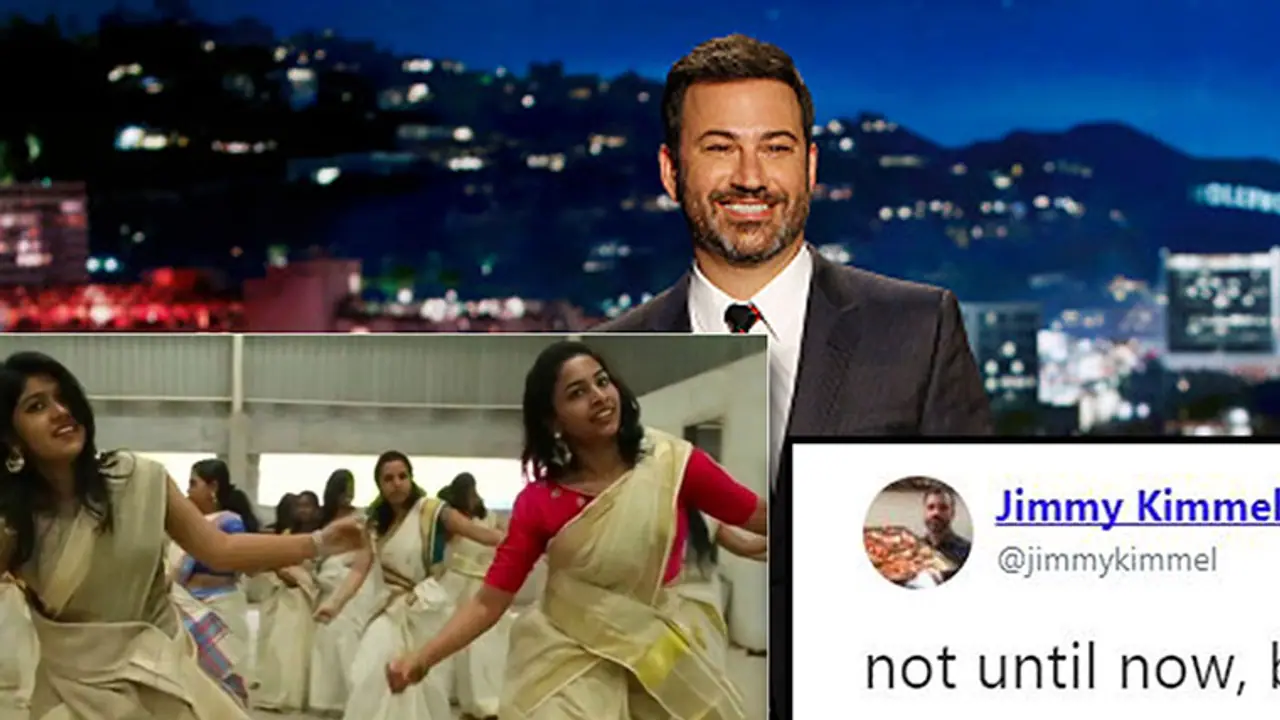 Popular American TV host Jimmy Kimmel retweets Mohanlal's Jimikki Kammal Popular American TV host Jimmy Kimmel retweets Mohanlal's Jimikki Kammal
