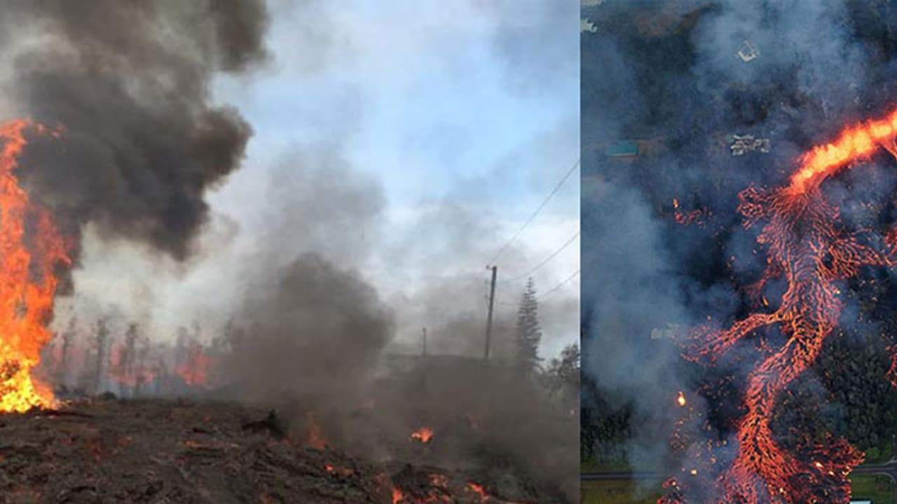 ഹവായിയില് അഗ്നിപര്വതം പൊട്ടിത്തെറിച്ചു, ലാവ ഒലിച്ചിറങ്ങി വീടുകളും വാഹനങ്ങളും വിഴുങ്ങി വീഡിയോ ഹവായിയില് അഗ്നിപര്വതം പൊട്ടിത്തെറിച്ചു, ലാവ ഒലിച്ചിറങ്ങി വീടുകളും വാഹനങ്ങളും വിഴുങ്ങി വീഡിയോ