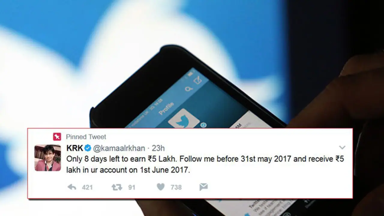 ಟ್ವಿಟರ್'ನಲ್ಲಿ ಫಾಲೋ ಮಾಡುವವರಿಗೆ 5 ಲಕ್ಷ ನೀಡುತ್ತಾರಂತೆ ಈ ಸ್ಟಾರ್ ನಟ!: ವೈರಲ್ ಆಯ್ತು ಟ್ವೀಟ್! ಟ್ವಿಟರ್'ನಲ್ಲಿ ಫಾಲೋ ಮಾಡುವವರಿಗೆ 5 ಲಕ್ಷ ನೀಡುತ್ತಾರಂತೆ ಈ ಸ್ಟಾರ್ ನಟ!: ವೈರಲ್ ಆಯ್ತು ಟ್ವೀಟ್!