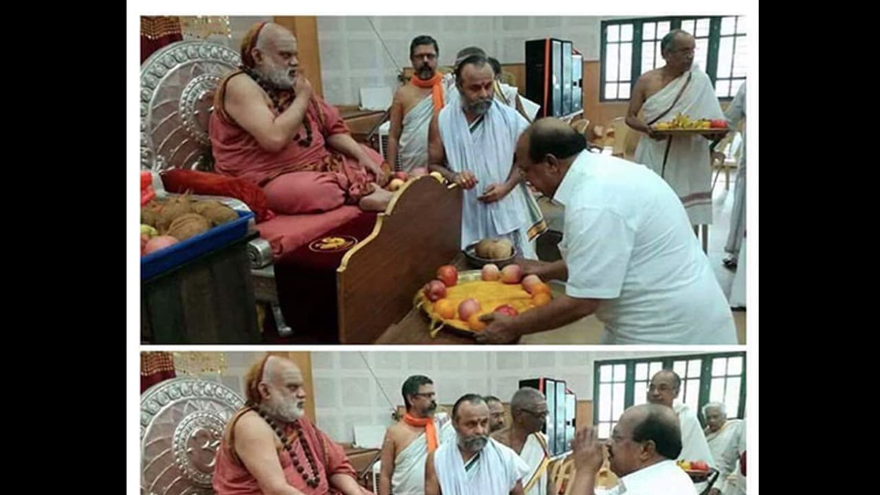 ഒരു മന്ത്രി സിംഹാസനം എടുത്തു മാറ്റി; രണ്ടു മന്ത്രിമാര് സിംഹാസനത്തിനു മുന്നില് വണങ്ങി ഒരു മന്ത്രി സിംഹാസനം എടുത്തു മാറ്റി; രണ്ടു മന്ത്രിമാര് സിംഹാസനത്തിനു മുന്നില് വണങ്ങി