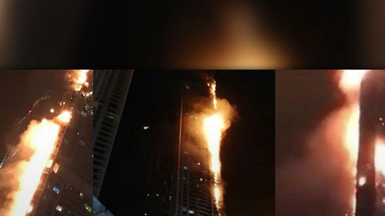 Video: Massive fire engulfs 86 story residential skyscraper in Dubai