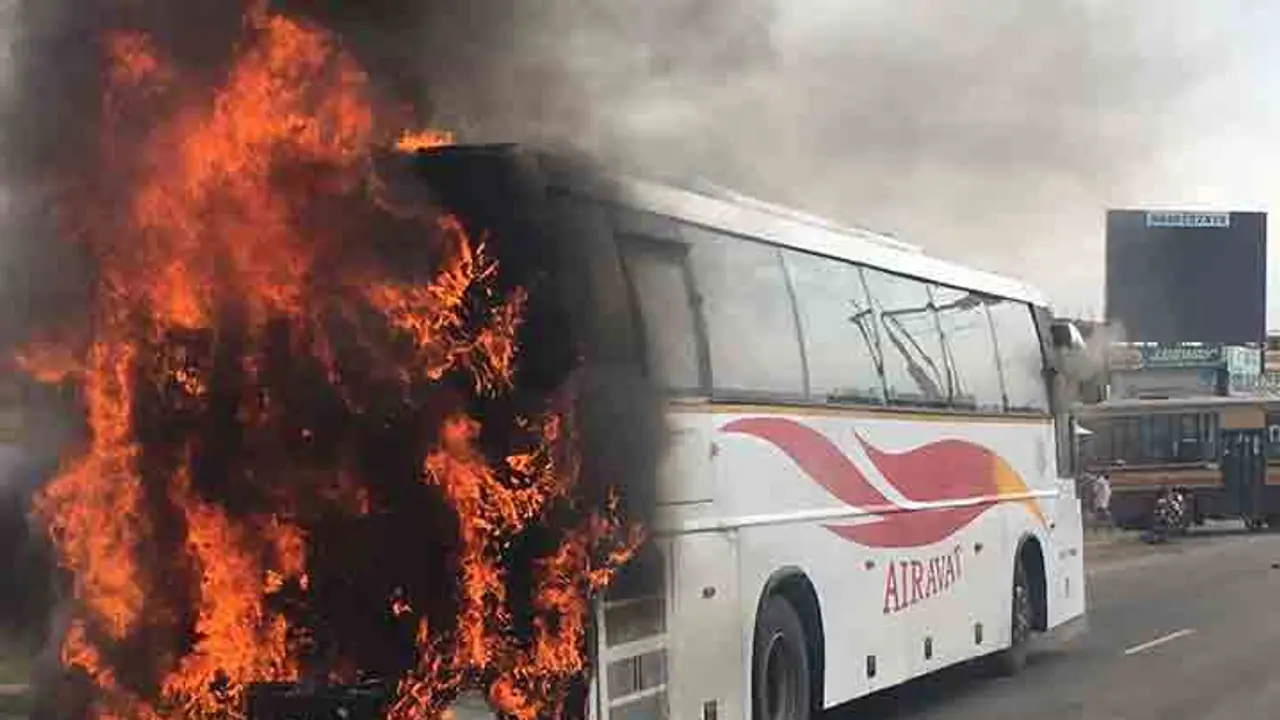Chennai bound KSRTC bus goes up in flames Chennai bound KSRTC bus goes up in flames