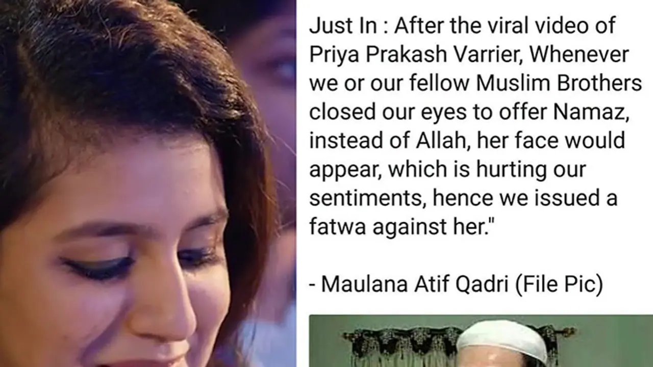Maulana Atif Qadri's fatwa against Priya Prakash Varrier: Here is the truth