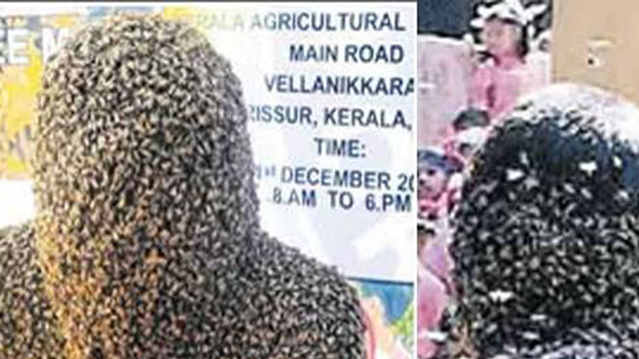 തേനിച്ചകളെ ശരീരത്തില്‍ ആവാഹിച്ച് ഗിന്നസ് റെക്കോഡ് നേടി മലയാളി യുവാവ്