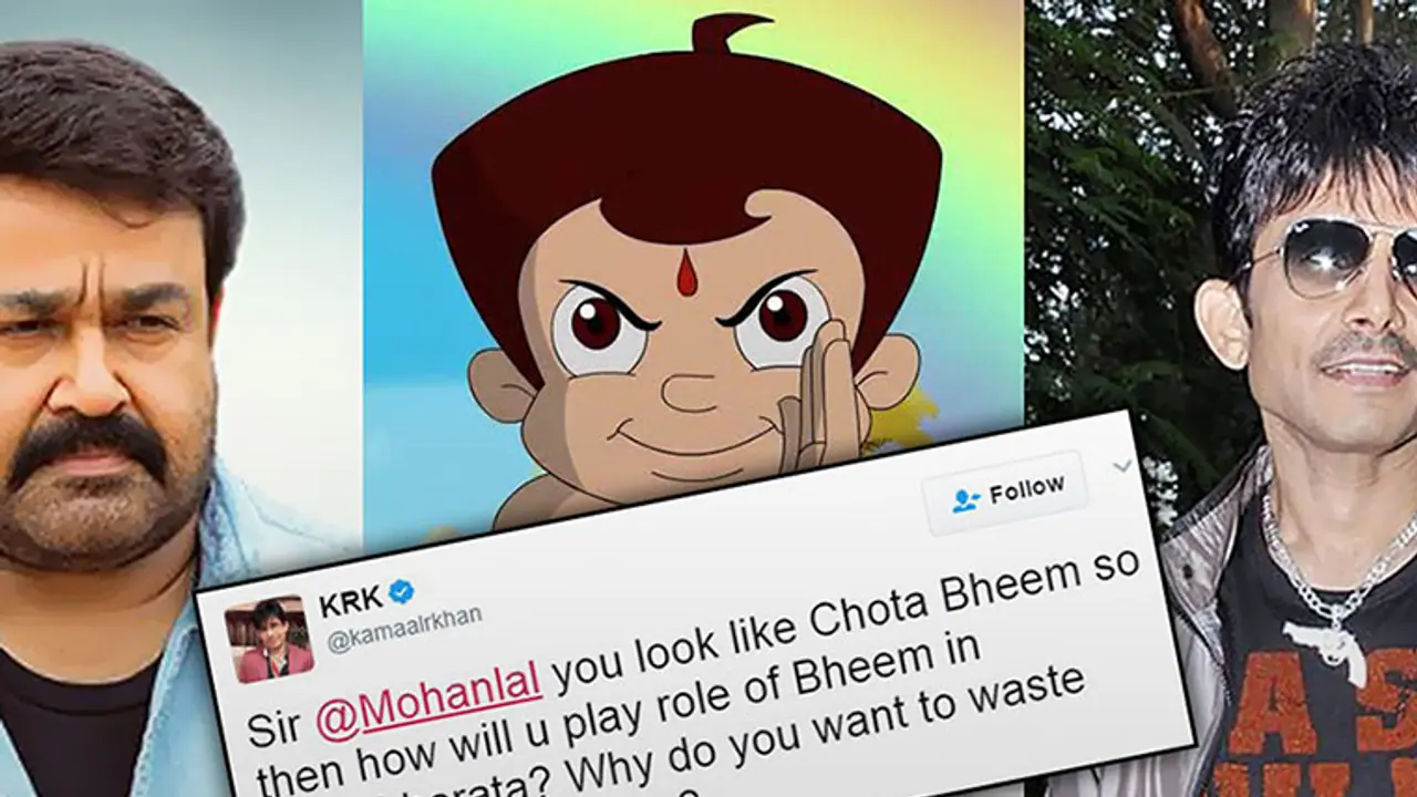 Chhota Bheem: Kerala cyberwarriors hit back after KRK's jibe at Mohanlal Chhota Bheem: Kerala cyberwarriors hit back after KRK's jibe at Mohanlal