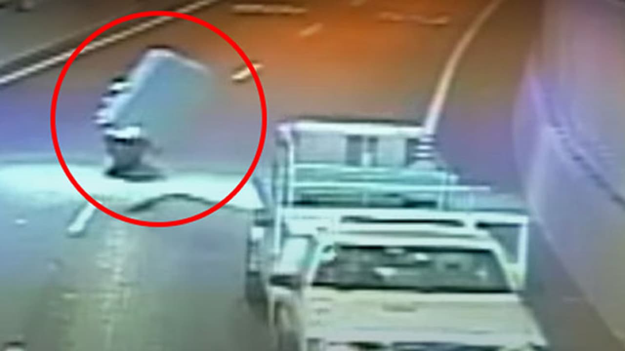 Watch: Rider saved from certain death because of mattress Watch: Rider saved from certain death because of mattress