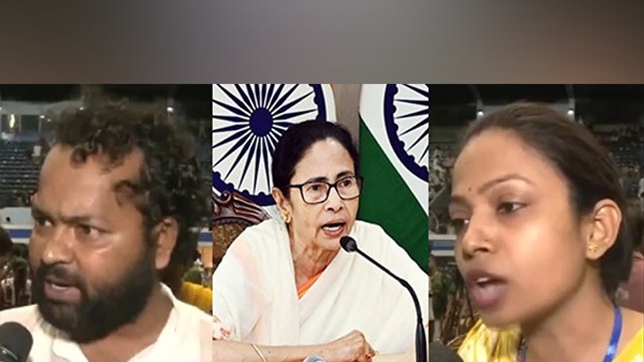 Teacher Suman Biswas, West Bengal Chief Minister Mamata Banerjee and Teacher Meenakshi Singh (Photo/ANI) Teacher Suman Biswas, West Bengal Chief Minister Mamata Banerjee and Teacher Meenakshi Singh (Photo/ANI)