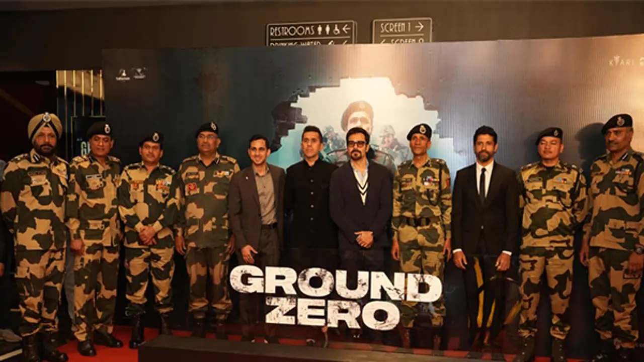 BSF Jawans attend screening of Emraan Hashmi-starrer 'Ground Zero' in Srinagar