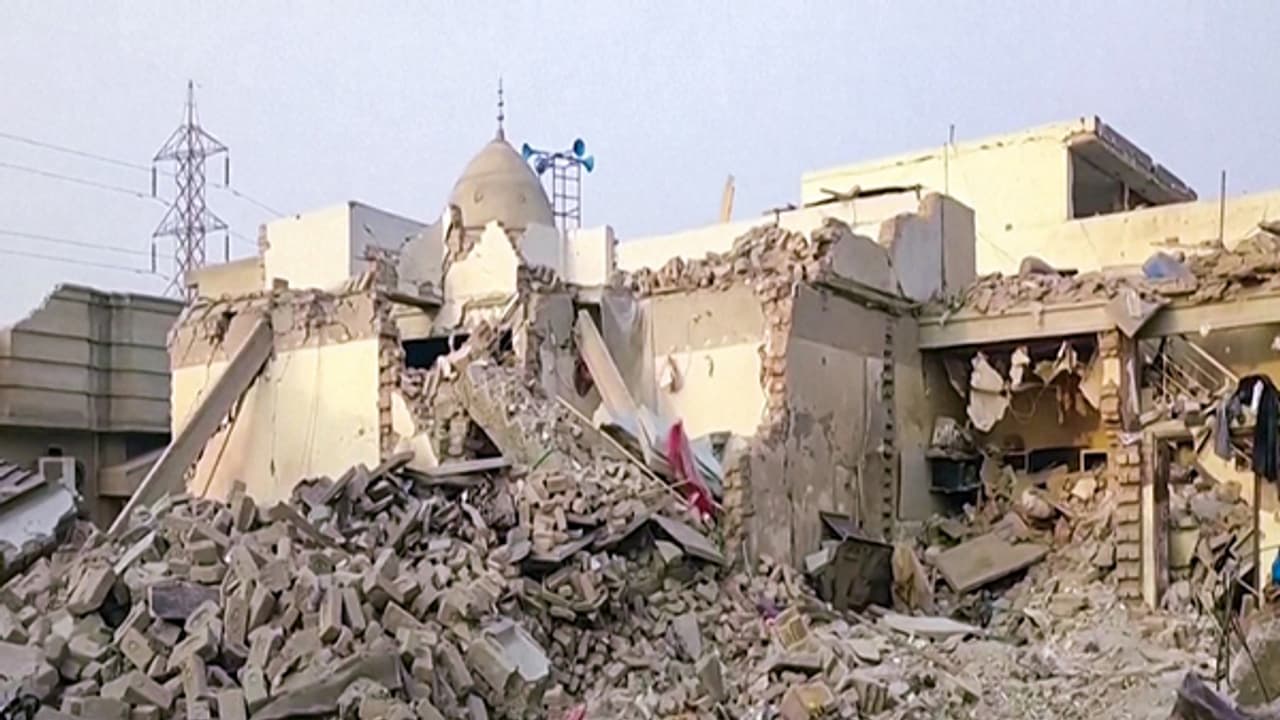 A view of a damaged Jamia Masjid Subhan Allah, the operational headquarters of JeM. (Photo/ANI)