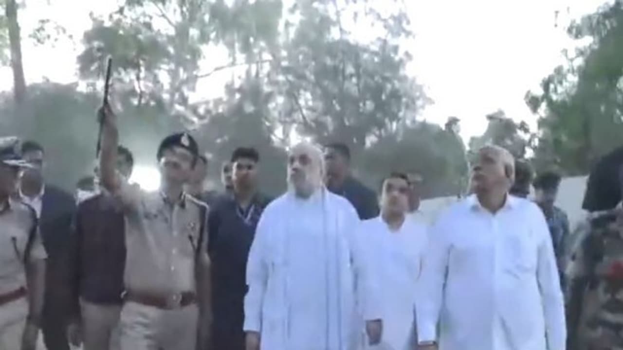 Union Home Minister Shah arrives at Ahmedabad plane crash site. (Photo/ANI)