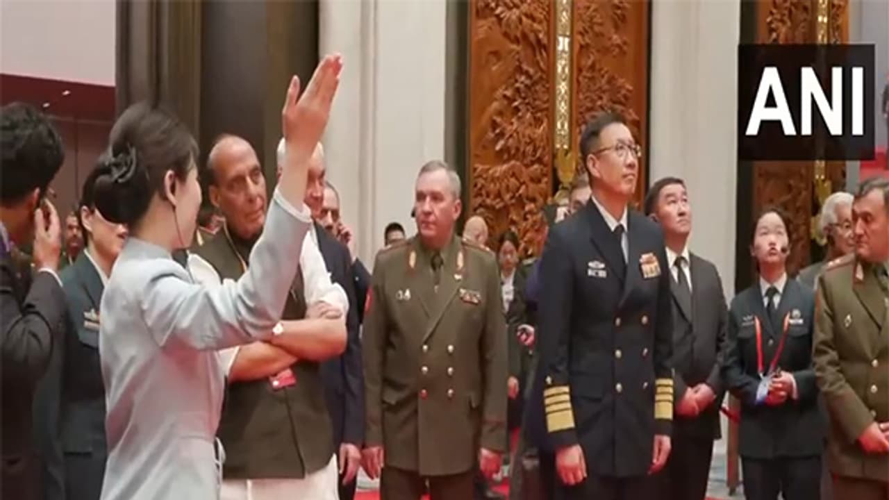 Rajnath Singh in China's Qingdao for the Shanghai Cooperation Organisation Meeting (Photo/ANI)